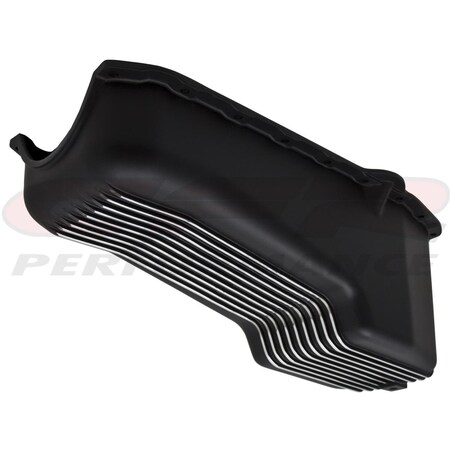 Cfr Performance CFR  1958-79 Chevy Small Block Black Aluminum Stock Capacity Oil Pan - Retro Finned CF54857